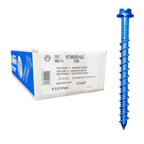 ITW RED HEAD 1/4 inch x 3-1/4 inch Tapcon,HW4-314 Hex Head Concrete Screw for Anchoring to Masonry,Block or Brick (500 per Case)