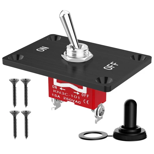 Malictele Toggle Switch, Malictele 12V 30A Heavy Duty ON/Off 2Pin SPST Waterproof Toggle Switch with Mounting Panel and Waterproof Cap for Auto Car Boats