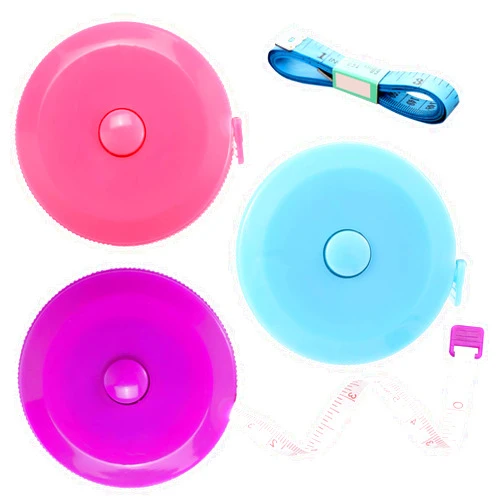 BUSHIBU Tape Measure Body Measuring Tape, Retractable 60 Inch Soft Mini Measuring Tape, Small Sewing Fabric Tape Measurer for Cloth Waist Medical Nursing Craft(3 Pack/Pink Purple Sky Blue)