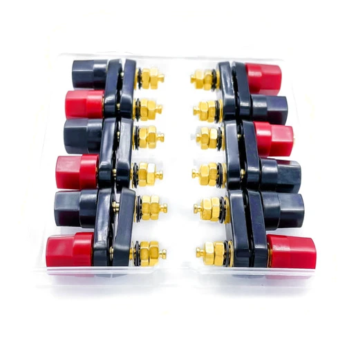 Lkelyonewy 4MM Copper 2-Way Banana Plug Jack Socket Binding Post Video Speaker Terminal Connectors Power Amplifier Dual Gold Plated Insulated Terminals(6Pcs Lkelyonewy)