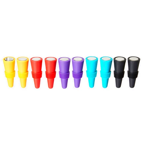 TOPODO Silicone Reusable Wine Beverage Bottle Stoppers (Set of 10), Red, Blue, Orange,Purple,Black