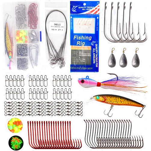 Shaddock Fishing Saltwater Fishing Tackle Box Kit Surf Fishing Gear Tackle Set Includes Surf Fishing Lures Saltwater Bait Rigs Spoon Jigs Pyramid Weights Fishing Swivel Hooks Wire Leaders Accessories