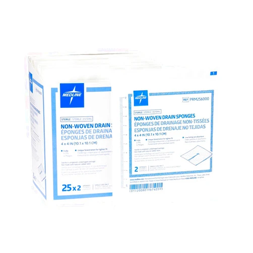 Medline Caring Non-Woven Sterile Drain Sponges, 4