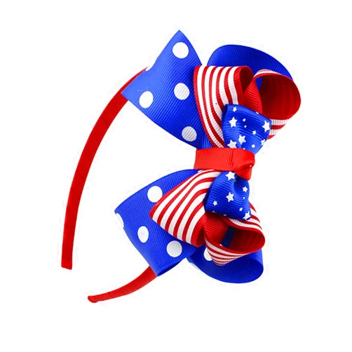 QDTK Patriotic Headband Striped Star Hairband Hair Hoop for 4th of July Bowknot Independence Day Headpiece with Dot Red White Blue Hairdress for Women Girls Hair Accessories