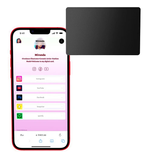 Itapring Metal Digital Business Card - Smart NFC Networking Card for Social Media Sharing & Instant Contact - Touch Sharing - iOS and Android (Black)