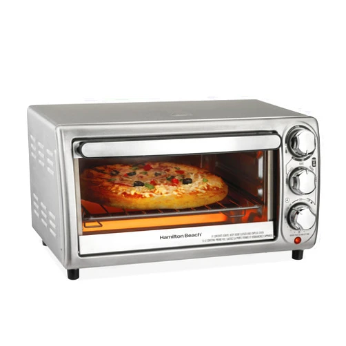 Hamilton Beach 31143 4-Slice Toaster Oven with 5 Cooking Modes (Bake, Broil, Keep Warm Toast & Bagel) with Stay On & Auto Shutoff, 2 Rack Positions, 1100 Watts and 3 Accessories, Stainless Steel