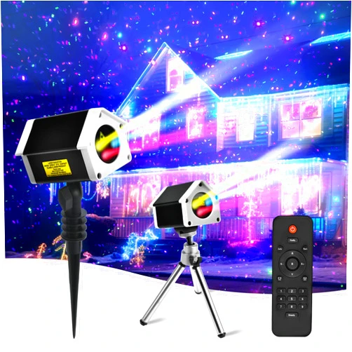 Sunpo Christmas Laser Projector Lights Outdoor, 7 Color Firefly Projection Lights with Remote Controller, Outdoor Waterproof Indoor Patio Garden Landscape Decor Tree Decoration