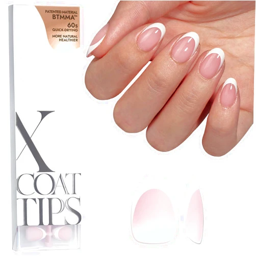 BTArtboxnails French Gel Nail Tips - French Tip Press on Nails Pink Extra Short Almond XCOATTIPS for Nail Extensions