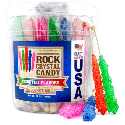 Boone's Mill | XL Rock Crystal Candy Sticks | Assorted Flavors | 36 Count