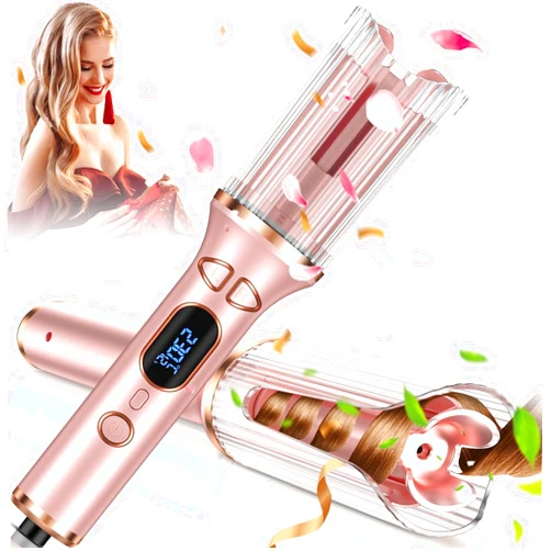 Duomishu Automatic Curling Iron, Auto Curling Wand with 1 inch Large Ceramic Barrel [Lasting Styling | Auto Shut Off] Dual Voltage Hair Curler w/ 4 Temps & Timer, Auto Rotating Wave Curling Iron Hot Tools