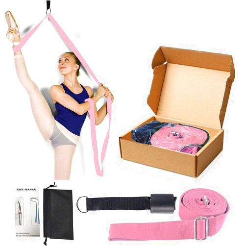 KimDaro Leg Stretcher, Door Flexibility & Stretching Leg Strap - Great for Ballet Cheer Dance Gymnastics or Any Sport Leg Stretcher Door Flexibility Trainer Premium Stretching Equipment Pink