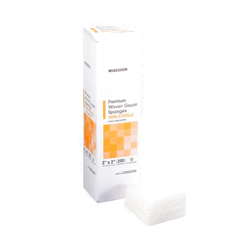 McKesson Premium Woven Gauze Sponges, Non-Sterile, 8-Ply, 100% Cotton, 2 in x 2 in, 200 per Pack, 1 Pack