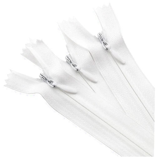 ZCZQC Invisible Nylon Coil Zipper 10PCS 3# 16 Inch Nylon Invisible Sewing Zipper Bulks Hidden Zipper White
