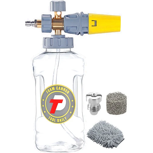 Tool Daily Foam Cannon, Adjustable Foam Blaster, Snow Foam Lance with M22 and 1/4 Inch Quick Connect, Additional Orifice Nozzle 1.1mm, 1.5 Liter