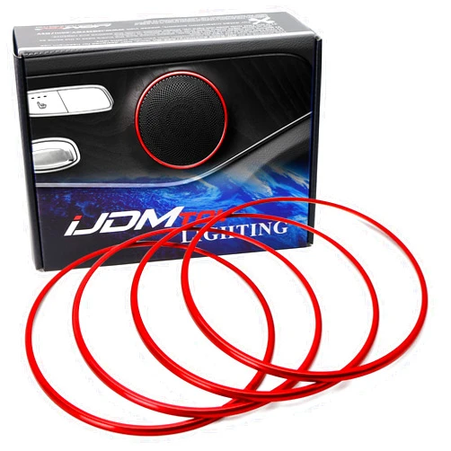 iJDMTOY Set of 4 Red Speaker Decoration Ring Cover Trims, Compatible with 2015-2021 Mercedes W205 C-Class, 2016-2022 X205 GLC-Class, 2017-up W213 E-Class, etc