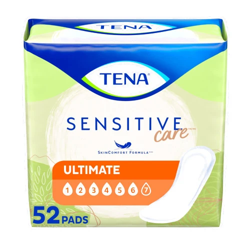 Tena Incontinence Pads, Bladder Control & Postpartum for Women, Ultimate Absorbency, Regular Length, Sensitive Care, 52 Count