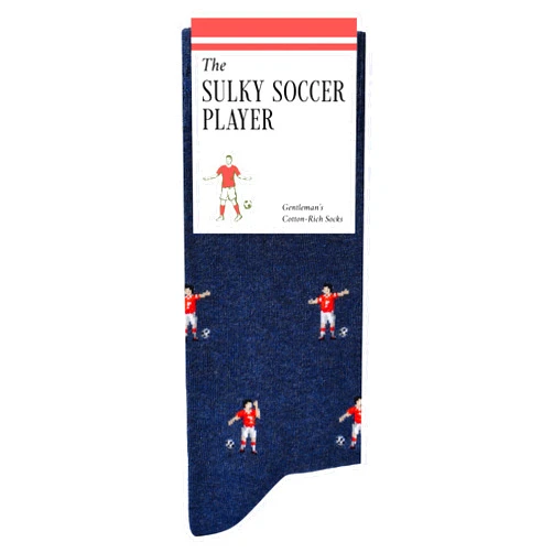 The Athletic Gent The Sulky Soccer Player Socks - Funny Soccer Socks - Funny Gifts for Men - 1 Pair, Size 8-13, Navy Blue - Awesome Footballer Gifts