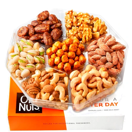 Oh! Nuts Nuts Gift Basket 7 Variety Roasted Salted Nuts Holiday Gift Basket - 1.8 LB Prime Gourmet Assortment Nuts Tray, Gift Ideas for Birthday, Anniversary, Corporate for Men and Women by Oh Nuts