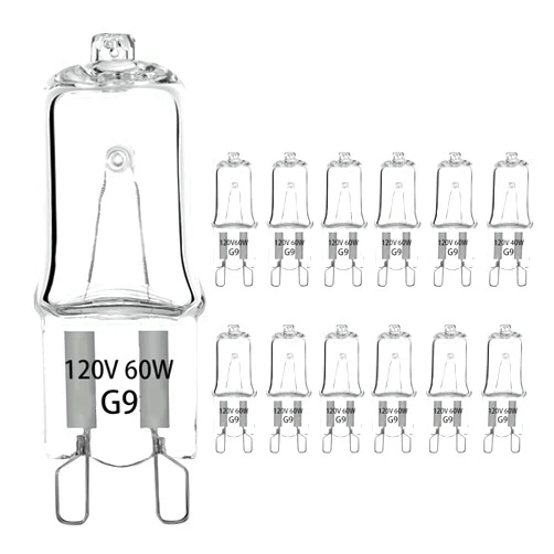 RAGFOZ G9 Halogen Light Bulb 120V 60W, 2 pin G9 Led Bulb Replacement, Dimmable 2700K Warm White T4 JCD Type for Chandeliers, Pendants, Cabinet Lights, Range Hood Lights, 12 Pcs
