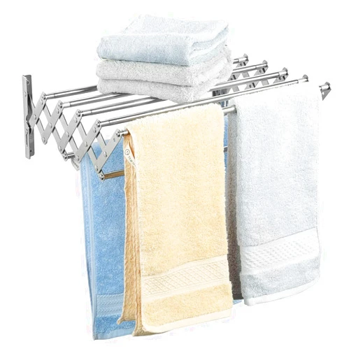 Ogrmar Stainless Steel Space-Saving Towel Rack, Wall Mounted Retractable Huge Capacity Drying Rack for Hanging Towels