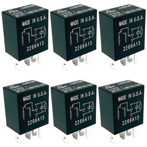 Cuttnell 6-Pack 8T2T-14B192-BA Relay 12VDC 5-Pin 30A Compatible with Some Ford Vehicles