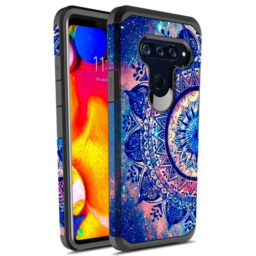 Rosebono LG V40 ThinQ Case, Rosebono Slim Hybrid Dual Layer Shockproof Hard Cover Graphic Fashion Cute Colorful Silicone Skin Cover Armor Case for LG V40 ThinQ (Mandala)