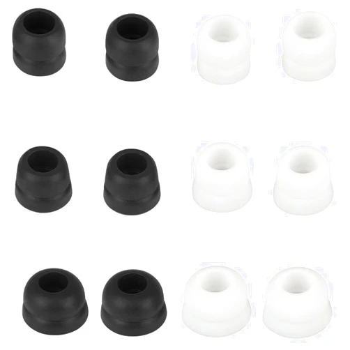 CYADCI 6 Pairs S/M/L Double Flange Tips Ear Bud Replacement Pieces Silicone Earbud Tips Compatible with Sennheiser IE80/60, Beats Fit Pro and Beats Studio Buds Headphone, Black & White