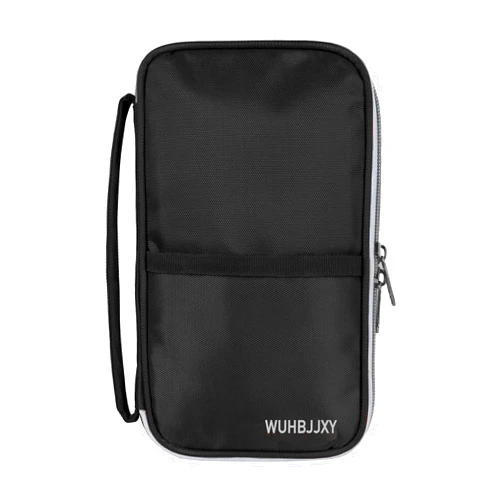 WUHBJJXY Travel document Organizer, Family Passport Holder, Travel Passport Wallet 7 Zippered Pockets For Storing 17 kinds of Travel Documents, Valuable Items, And First Aid Items,Durable Practial/Black