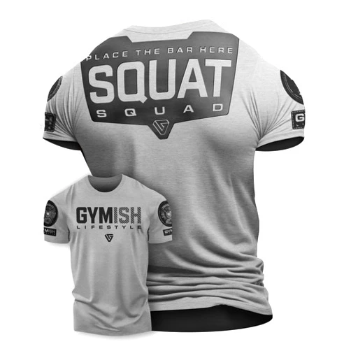 Gymish Lifestyle Squat Squad Rubber Back Protection Layer Gym Workout Shirt for Men