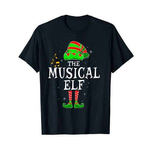 Family Merry Xmas Pajamas Pjs Outfit Set Gifts Tee The Musical Elf Group Matching Family Christmas Music Funny T-Shirt