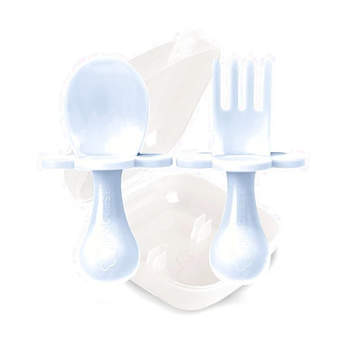Grabease Baby Feeding Self Feeding Baby Utensils Baby Fork and Spoon, BPA-Free & Phthalate-Free for Baby & Toddler, 1 Set, Blue