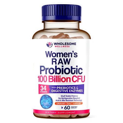 Wholesome Wellness Dr. Formulated Raw Probiotics for Women 100 Billion CFUs with Prebiotics, Digestive Enzymes, Approved Women's Probiotic for Adults, Shelf Stable Probiotic Supplement Capsules