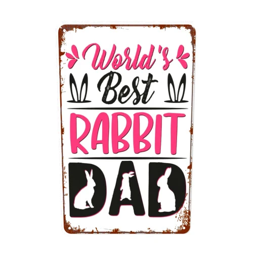 LIWOWOLI Retro Sign Music Hall Cute Room Decor-World Best Rabbit Dadn-Vintage Garage Signs Retro Car Enthusiast Poster Home Garden Bathroom Yard Kitchen Office Garage Man Cave 8X12inch