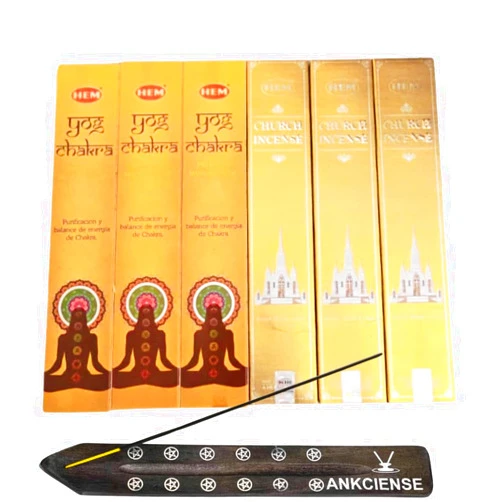 ANKCIENSE Hem Masala Incense Pack of 3 Each Fragrance, Bundled with ANKCIENSE Incense Holder (Champa & Myrhh) (Church & YOG Chakra)