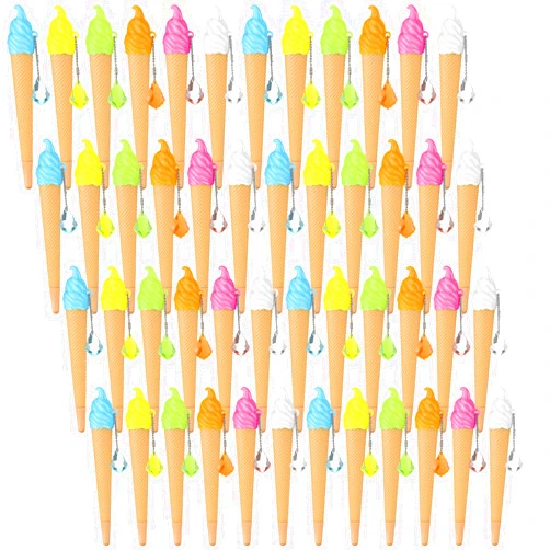Yexiya 48 Pack Ice Cream Pen Assorted Color Cute Pens for Kids Ice Cream Cone Novelty Pens Novelty Cute Ink Pen Summer Ice Cream Cone Writing Pen for School Office Supplies Birthday Party (Cute Style)