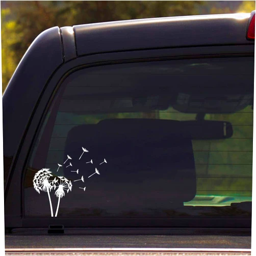Xogsafiy Dandelion Flying Flowers White Window Decal Sticker for Car or Truck (7x7 Inches, 2pcs)