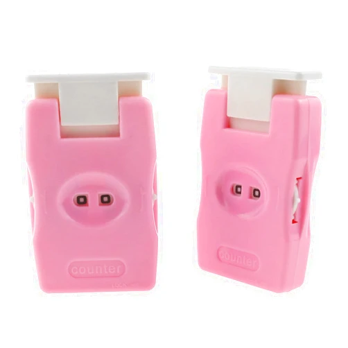 Yocimango -2set Knitting Counter Mini Crochet Counter Knitted Manual Finger Counter Plastic Knitting Marking Tool (Pink)