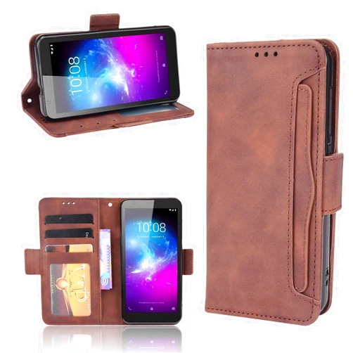 QiongNi Case for ZTE Quest 5 Z3351S Leather Case,Case for ZTE Blade A3 2019 / Blade L8 Case Cover,Case for Case for ZTE Blade A31 Lite/Blade A31 L Case Flip Pu Leather Cover Brown