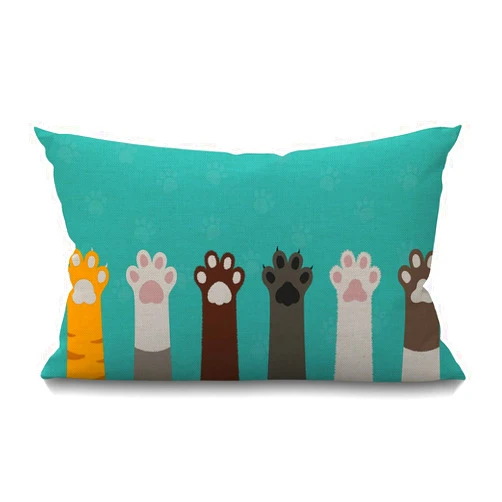 Smooffly Decorative Pillow Cover, Cute Colorful Cat Paws Print Design Art Lumbar Pillow Cover Modern Farmhouse Cushion Case Home Decor for Living Room Patio Sofa Couch Chair 12 x 20 Inch