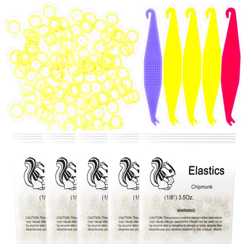 CAILOS 500 Pcs Orthodontic Elastic Rubber Bands, 3.5 Ounces Heavy Dental Rubber Traction Bands, Free Elastic Placer for Braces (1/8