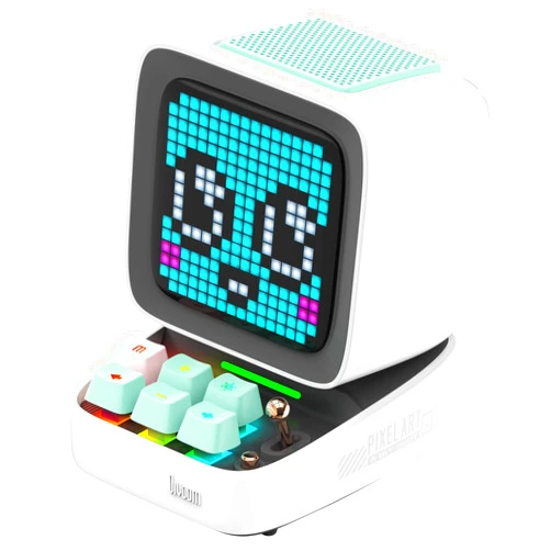 Divoom Ditoo Pixel Art Gaming Portable Bluetooth Speaker with App Controlled 16X16 LED Front Panel, Also a Smart Alarm (White)