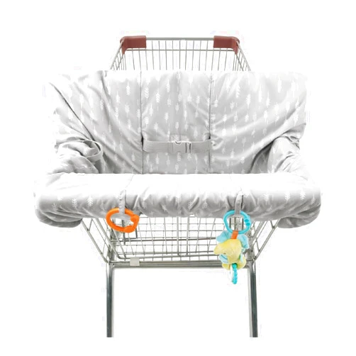 The Peanutshell Shopping Cart Cover for Baby, High Chair Cover for Restaurant Seat, Grocery Cart Cover for Baby Girl and Boy, Cotton Buggy Covers for Babies, Toddler Shopping Cart Cover, Neutral Grey