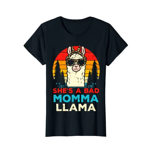 BoredKoalas Mom Shirts Mama Mothers Day Gifts Bad Momma Llama Retro Alpaca Mothers Day Mom Mama Women T-Shirt