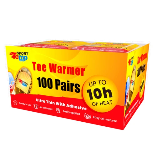 Sport Temp Toe Warmers - Up to 10 Hours of Heat, Easily Apply with Adhesive - Ultra Thin, Easy, All Natural - Air Activated, Odorless Hot Toe Warmers - Sport Temp