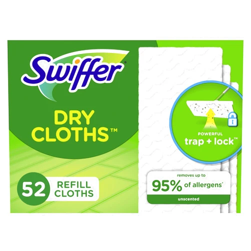 Swiffer Sweep + Mop, Dry Pads Refill, Floor Cleaner for Dirt, Dust, Hair, Cleaning Cloths for Mopping Home, Bathroom, Kitchen, Dust Mop, Floor Duster, Unscented, 52ct