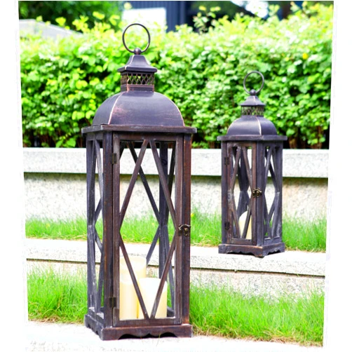 Perfnique Farmhouse Outdoor Lanterns for Patio, Set of 2 Black Rustic Lanterns Decor, Vintage Hanging Lanterns Decorative for Porch, Garden, Yard, Indoor (No Glass)