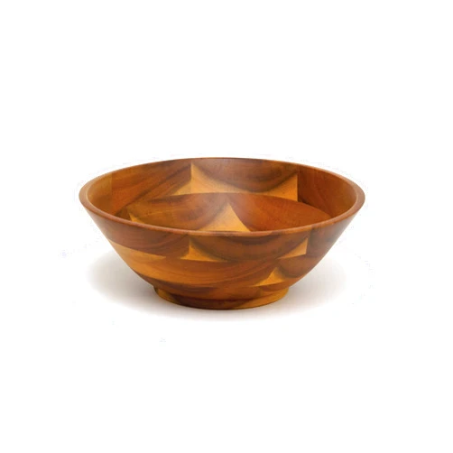 Lipper International Acacia Wood Footed Round Serving Bowl for Fruits or Salads, Small, 7