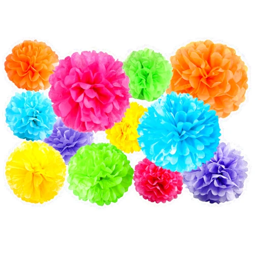 Jayke Joy 12 Pcs Paper Pom Poms Kit, Tissue Paper Flowers for Birthday, Party, Fiesta, Classroom, Playroom Festive Decorations (Multicolor, Assorted Sizes)