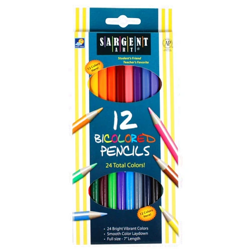 Sargent Art 22-7202 12-Count Bi-Colored Pencils Set
