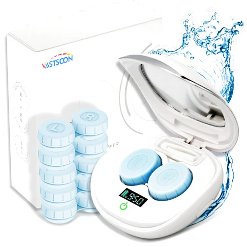 Vastsoon Contact Lens Cleaner, 2.0 (2nd Generation) Ultrasonic Contacts Lens Cleaning Machine with USB-C Charger and Solution Soak Case Kit for Colored Contact Lens, Soft Lens, RGP Lens and OK Lenses